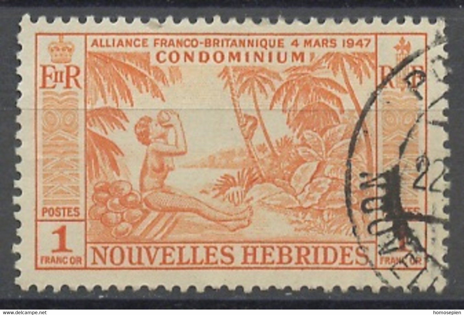 Nouvelles Hébrides - Neue Hebriden - New Hebrides 1957 Y&T N°183 - Michel N°191 (o) - 1f La Noix De Coco - En Français - Usati