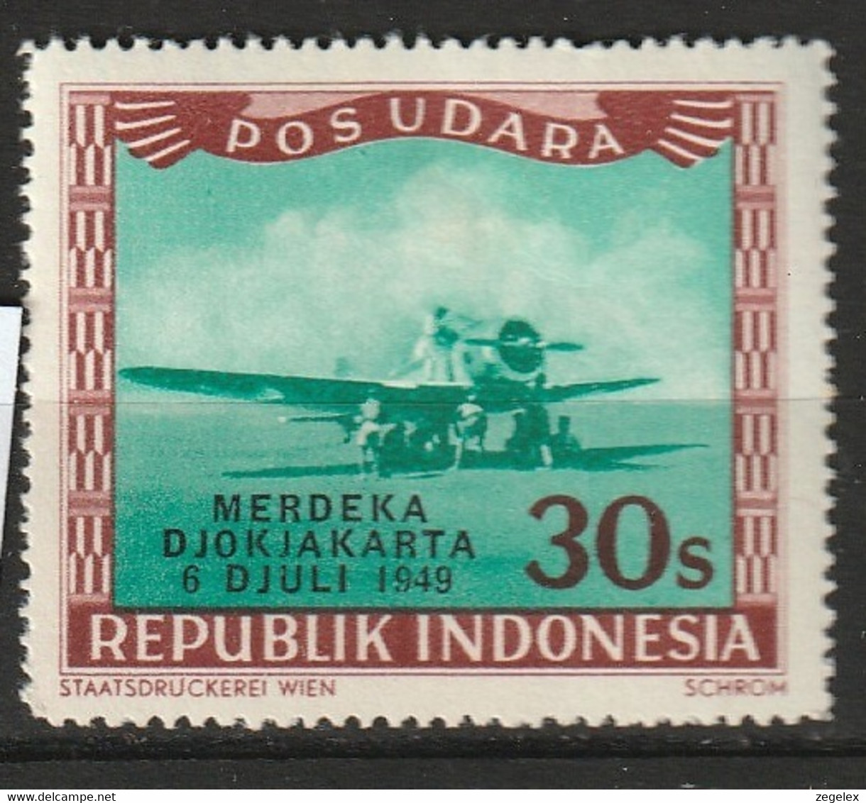 Republik Indonesia 1949 - 30 Sen Liberation Overprint 'Merdeka Djokjakarta 6 Juli 1949' Hinged. See Description. - Indonesia