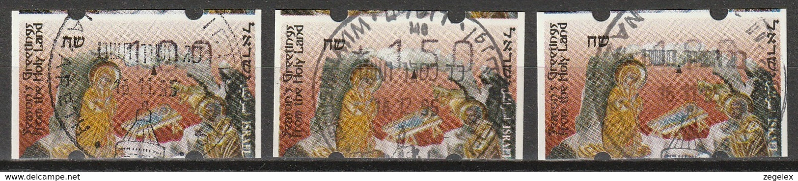 ISRAEL 1995 SIMA ATM  Christmas Greetings 1.00, 1.50, 1.80 Shifted Images. Canceled, Used - Non Dentellati, Prove E Varietà