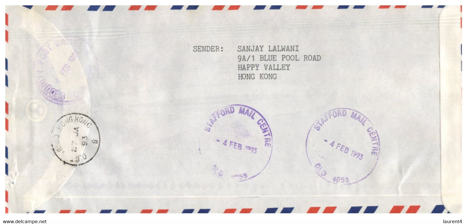 (WW 26) Air Mail Letter Posted From Hong Kong To Australia - 1993 - Brieven En Documenten