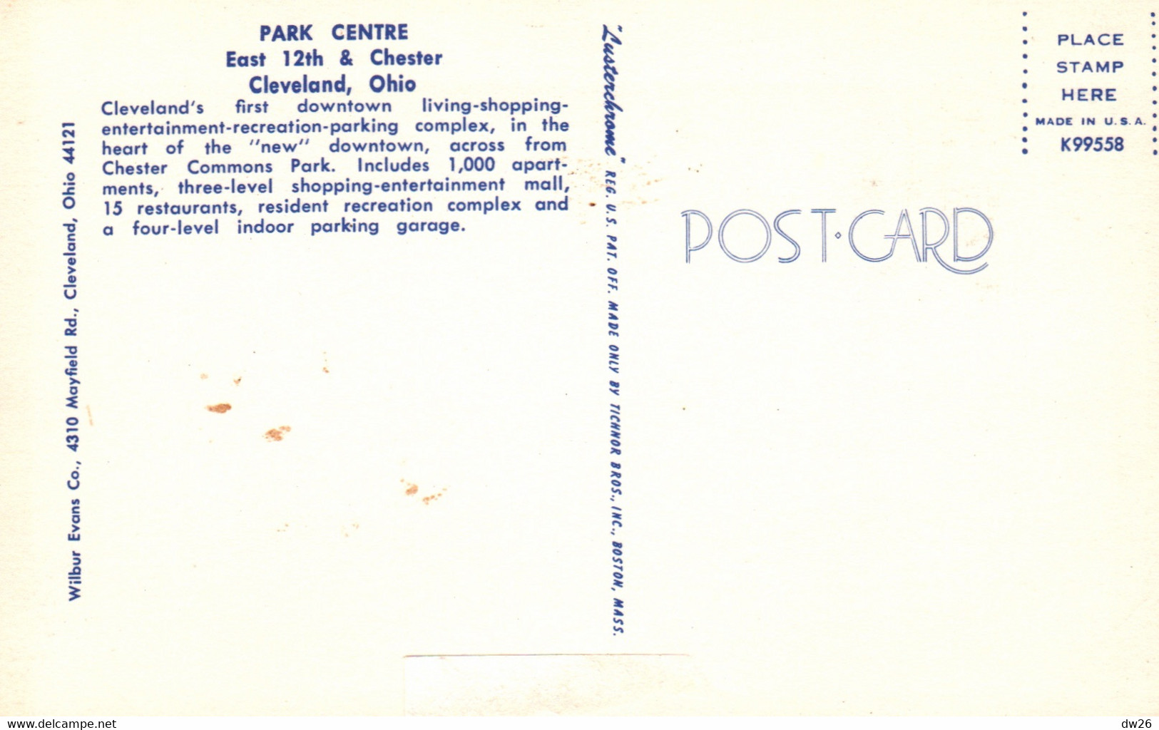 Park Centre, East 12th & Chester Cleveland Ohio OH - Post Card Not Circulated - Cleveland