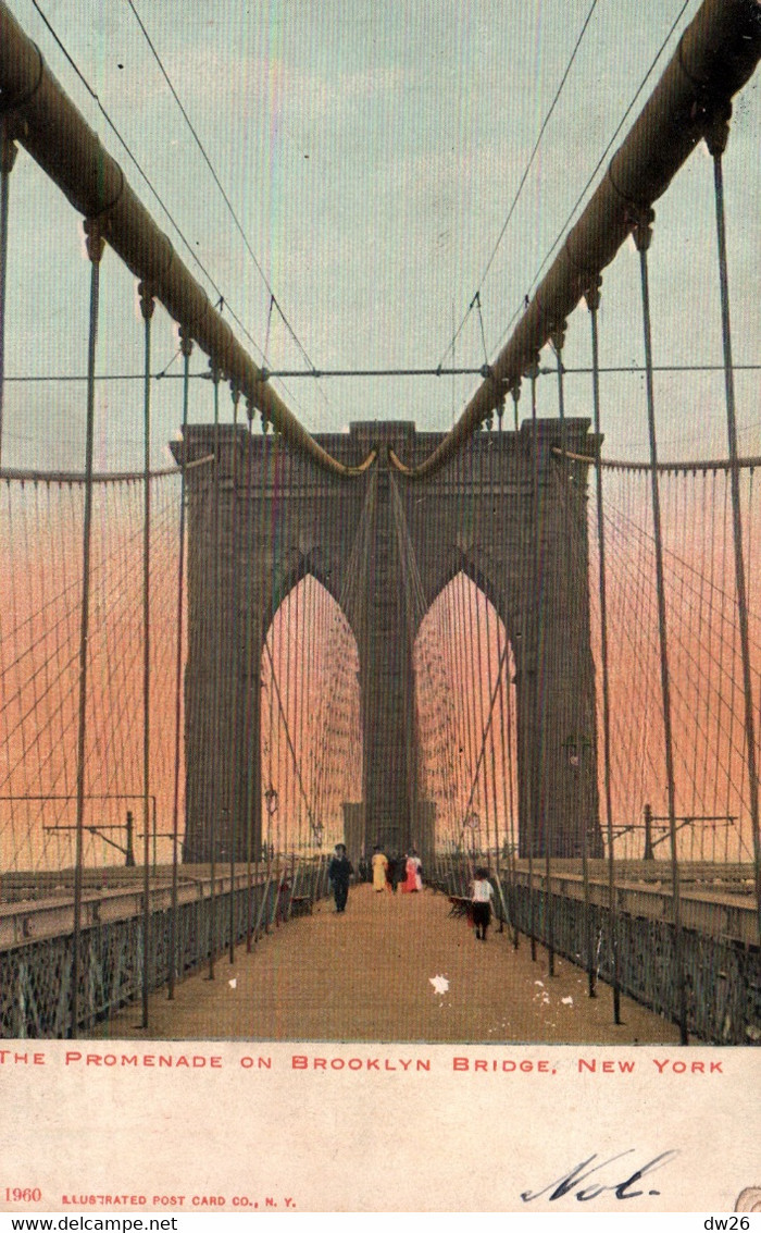 The Promenade On Brooklyn Bridge, New York NY - Post Card Co. 1960 - Brooklyn