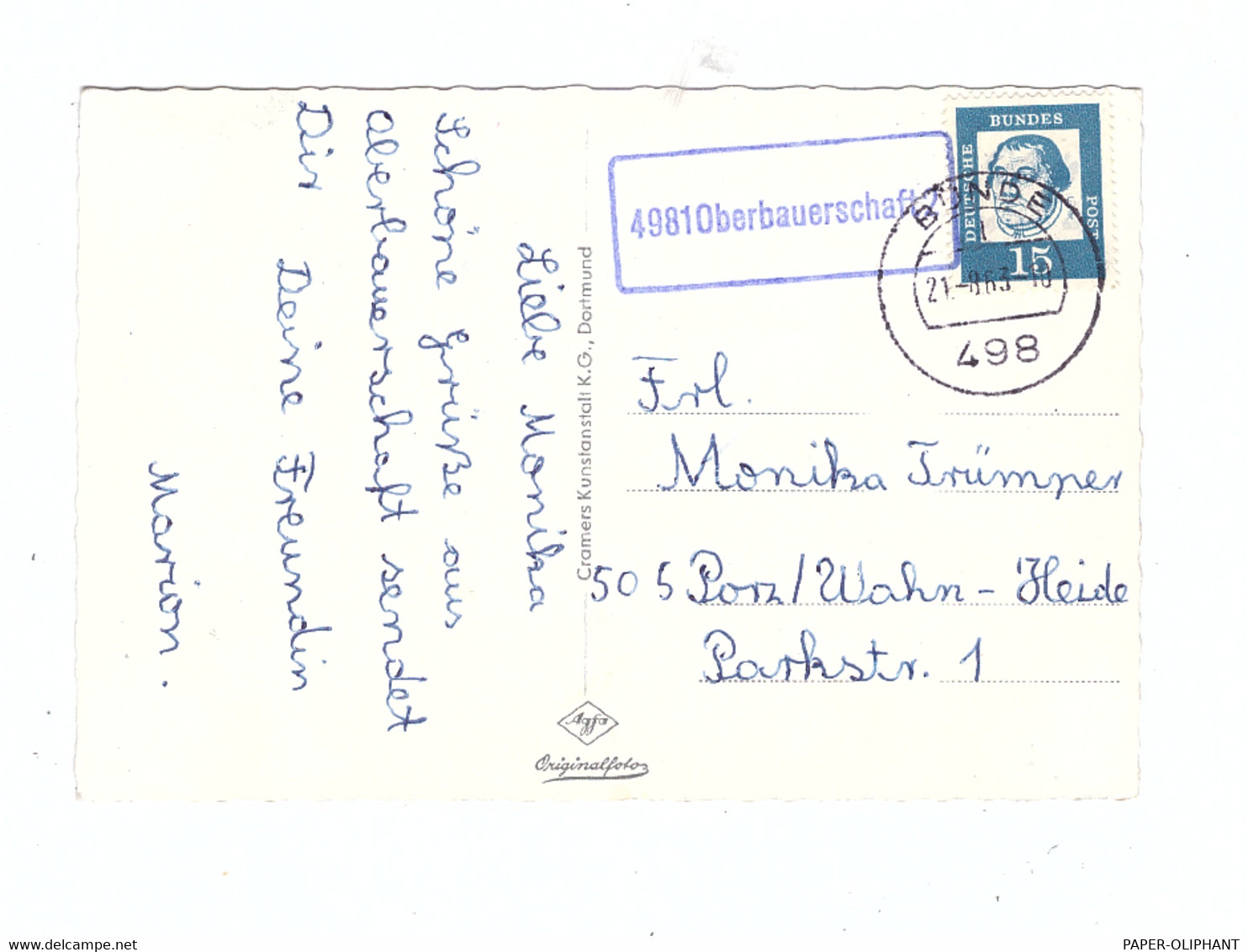 4990 LÜBBECKE, Mehrbild-AK, Landpost 4981 Oberbauernschaft, 1963 - Lübbecke