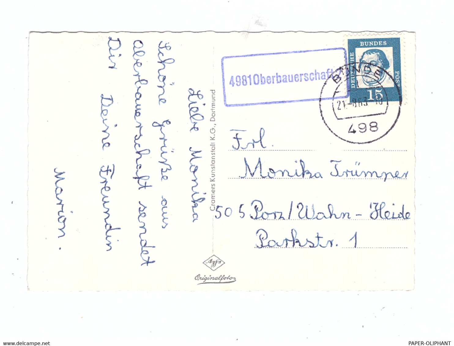 4990 LÜBBECKE, Mehrbild-AK, Landpost 4981 Oberbauernschaft, 1963 - Luebbecke