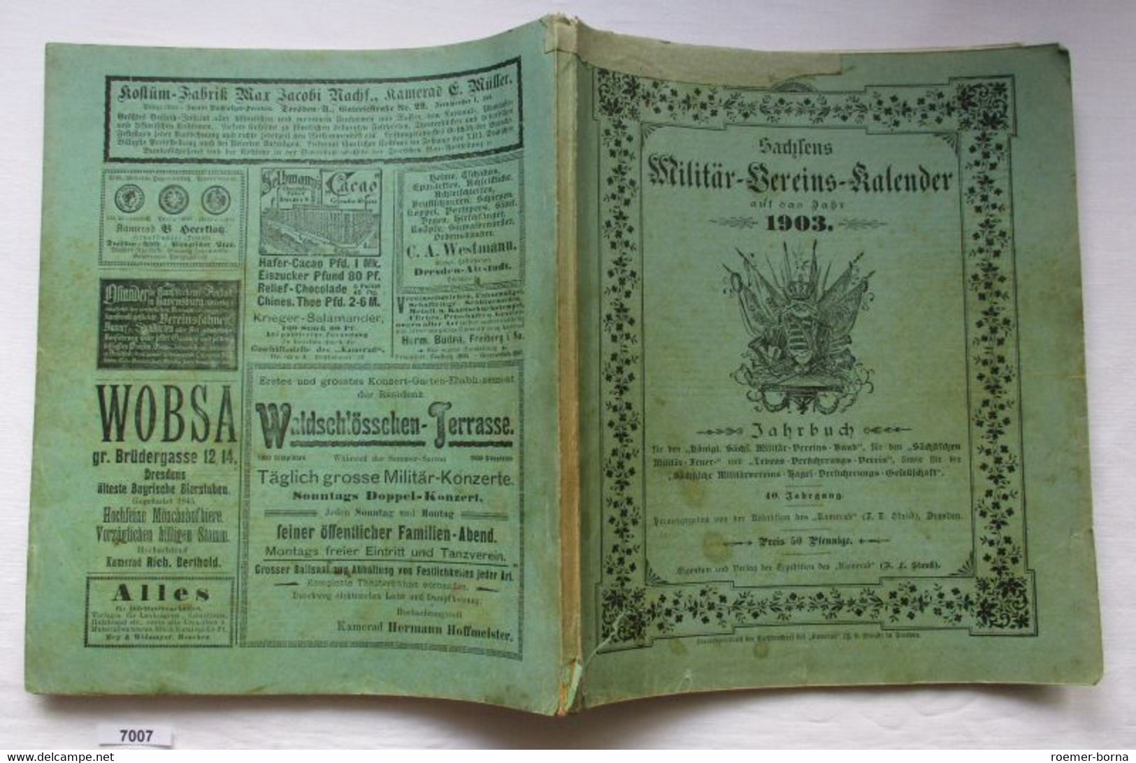 Sachsens Militär Vereins Kalender Auf Das Jahr 1903 - Politie En Leger