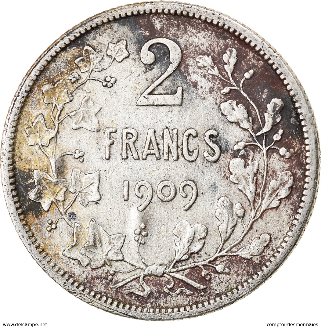 Monnaie, Belgique, 2 Francs, 2 Frank, 1909, TTB, Argent, KM:58.1 - 2 Frank