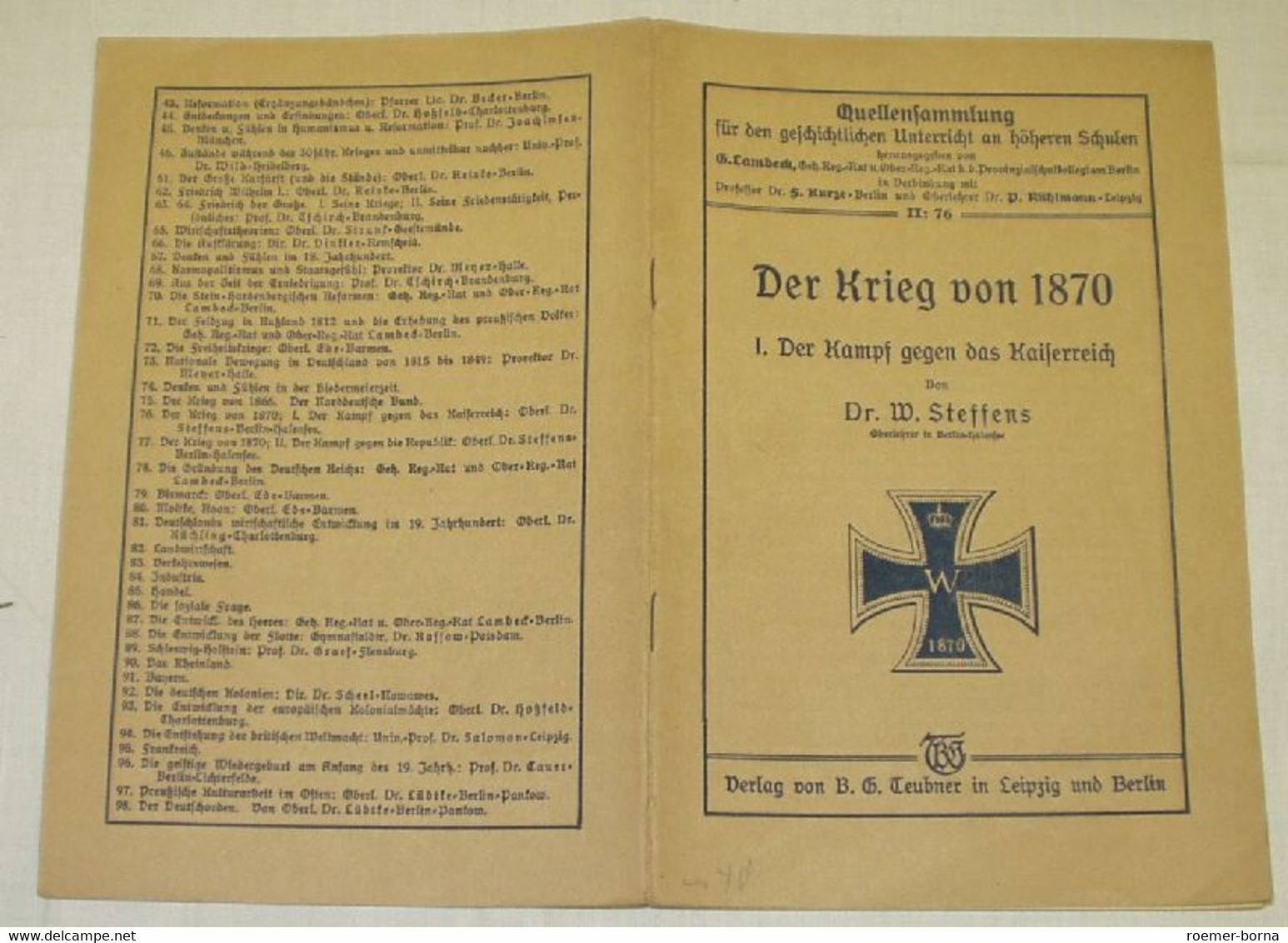 Der Krieg Von 1870 I. Der Kampf Gegen Das Kaiserreich - School Books