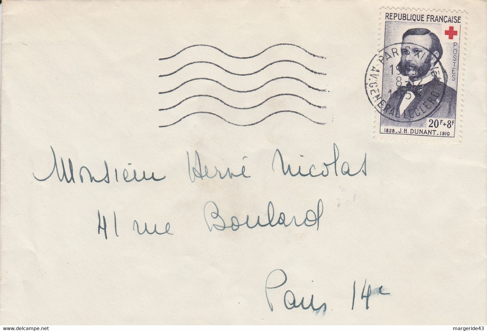 N° 1188 SEUL SUR LETTRE DE PARIS 1958 - 1921-1960: Periodo Moderno