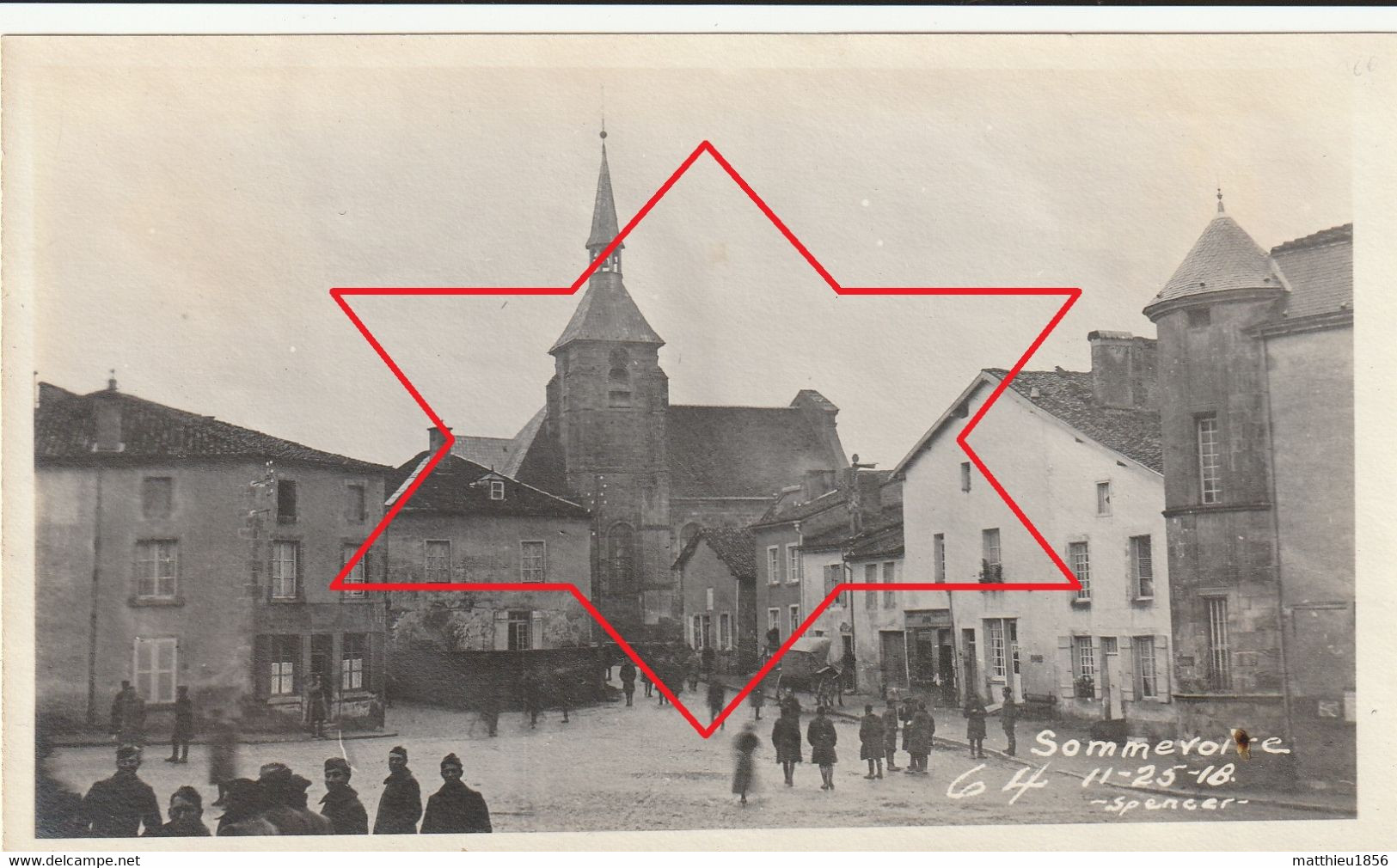 Photo Novembre 1918 SOMMEVOIRE (près Wassy) - Soldats Américains Place Notre Dame (A232, Ww1, Wk 1) - Lieux