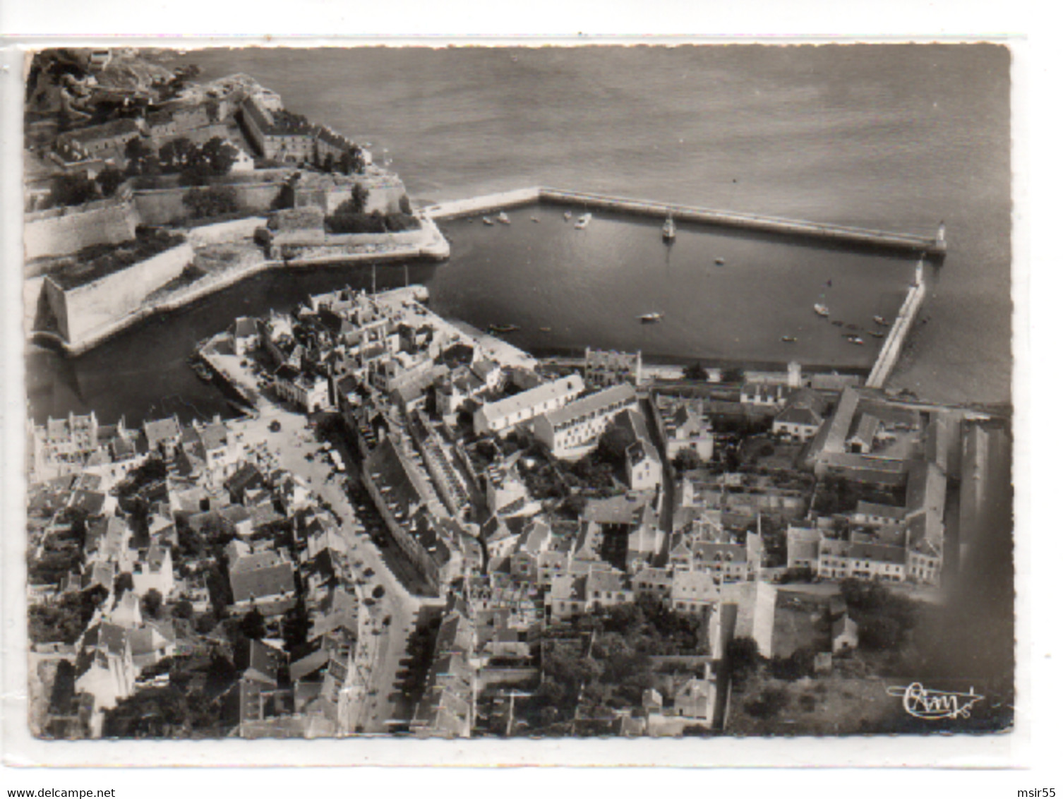 CPSM- FRANCE ( 56  )- LE PALAIS BELLE ILE (Morbihan) - Vue Aérienne - Le Centre Et Le Port - Vue Vers La Mer - 1954 - Palais