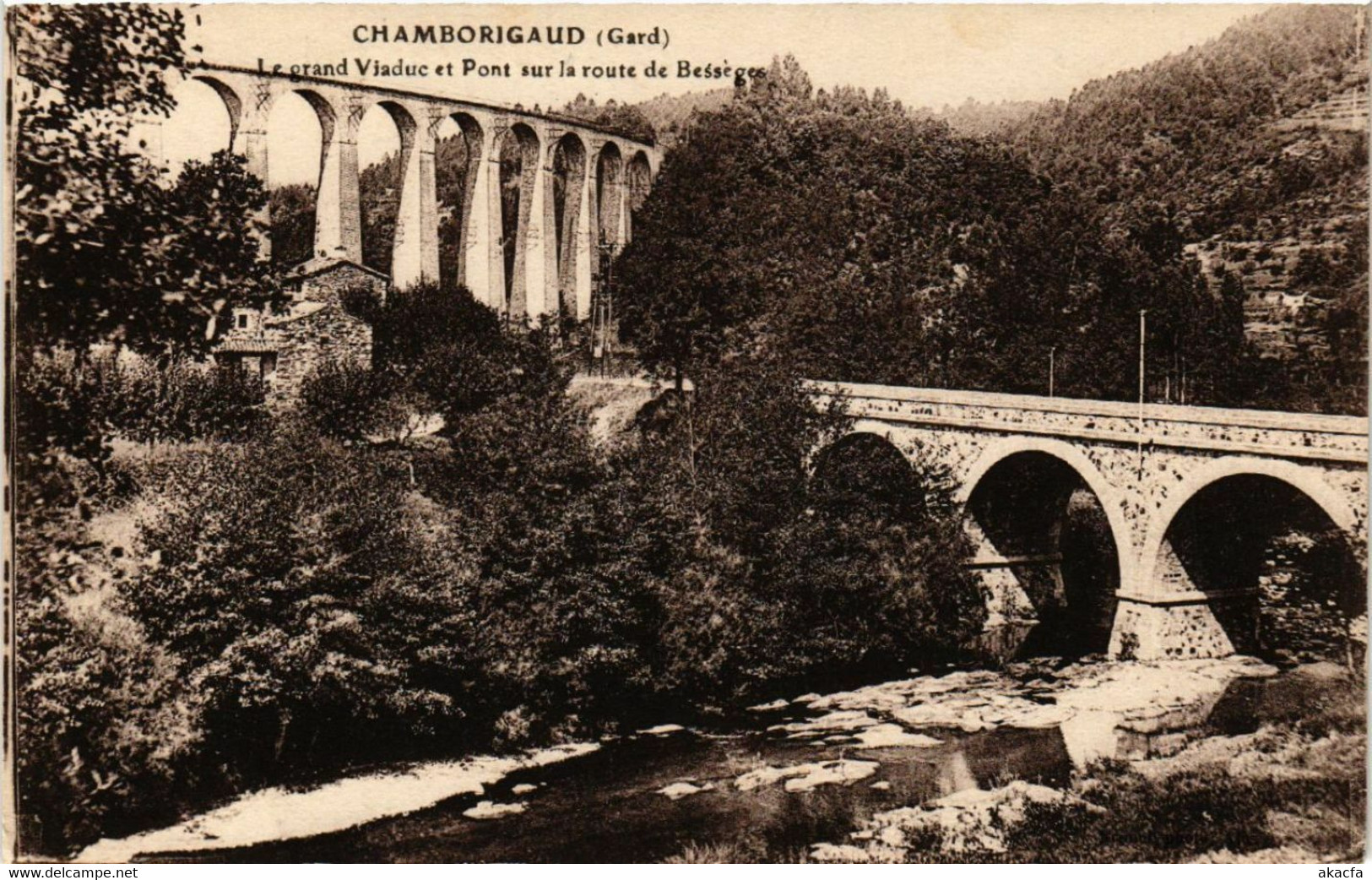 CPA AK CHAMBORIGAUD - Le Grand Viaduc Et Pont Sur La Route De (459149) - Chamborigaud