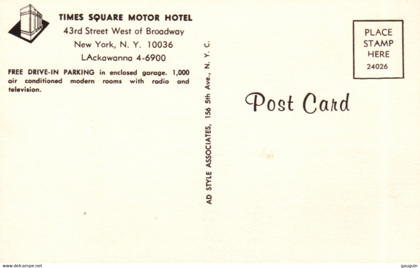 CPM - NEW-YORK - Times Square Motor Hotel (building) …(carte Illustrée) - Cafes, Hotels & Restaurants