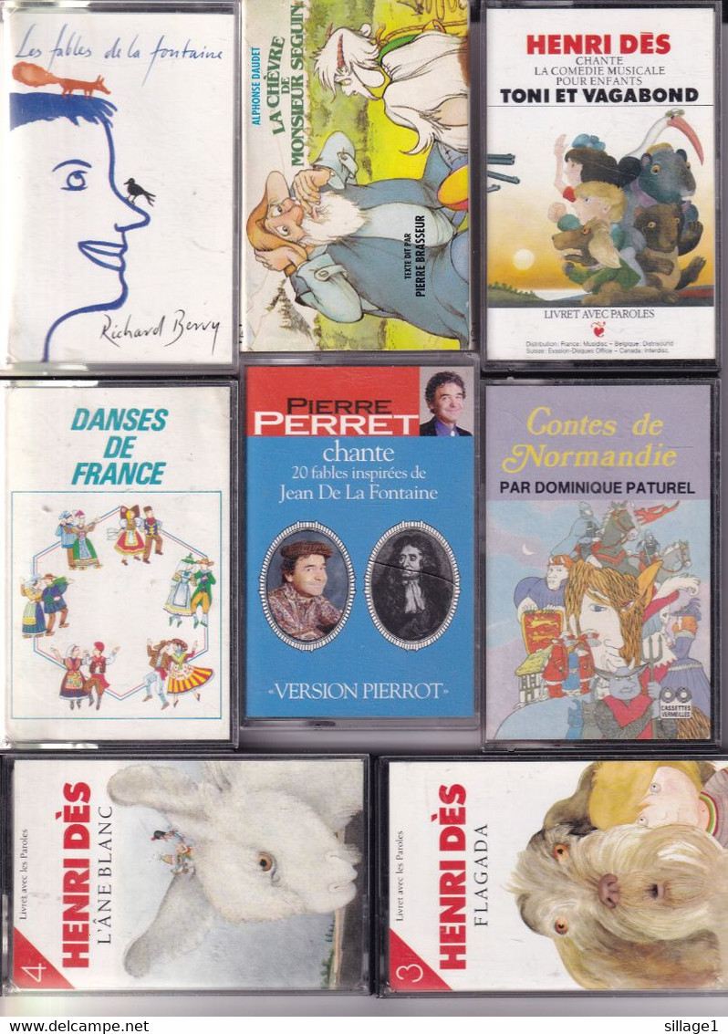 Musique Pour Enfants - 8 Cassettes En TBE - Henri Dés - Pierre Perret - Fables De La Fontaine - La Chèvre De M. Seguin - Beta-Tapes