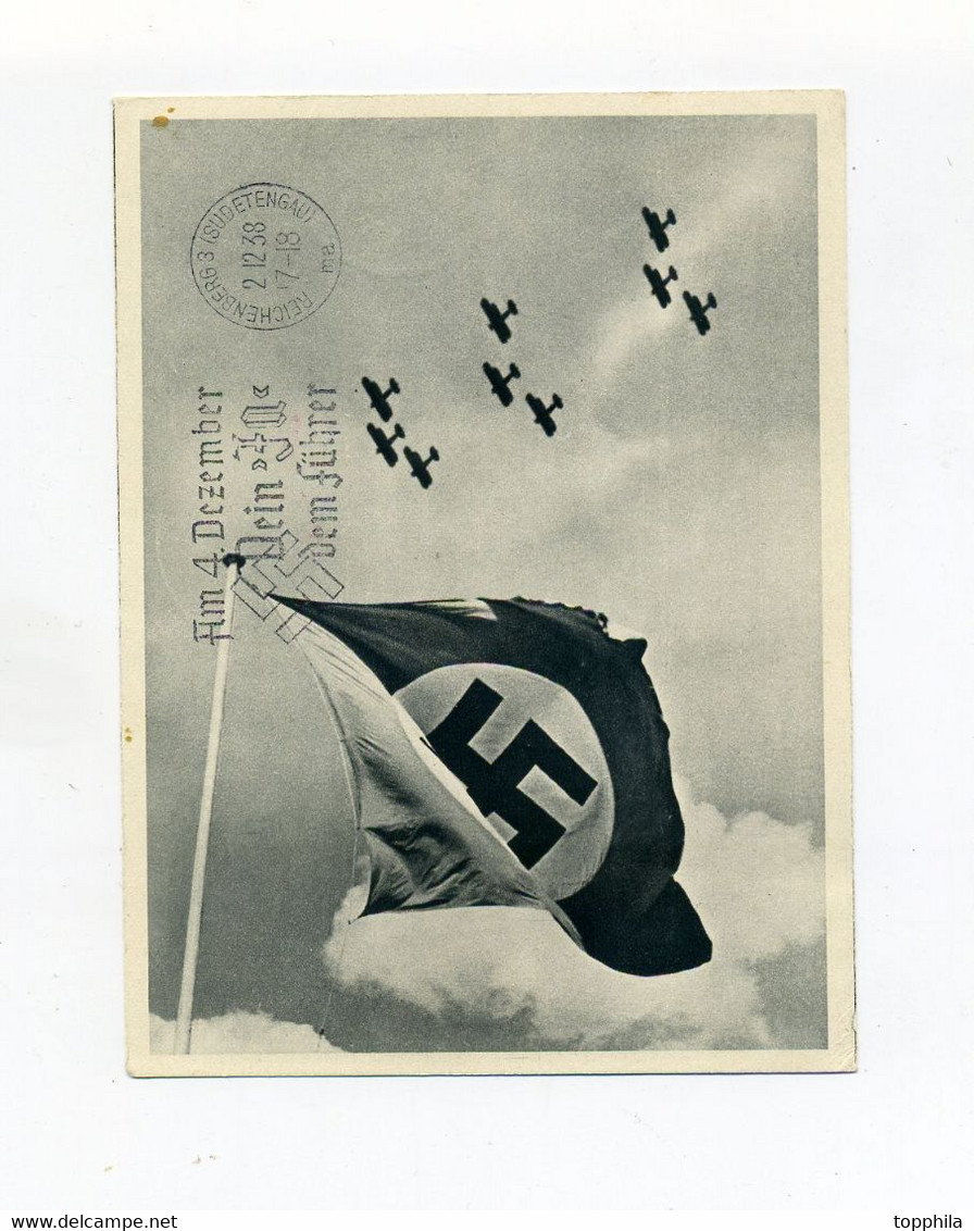 1938 3.Reich Zeppelin LZ 130 Deutschlandfahrten 1. Postflug  Sudetenlandfahrt Auf Propagandakarte Si 456 - Storia Postale