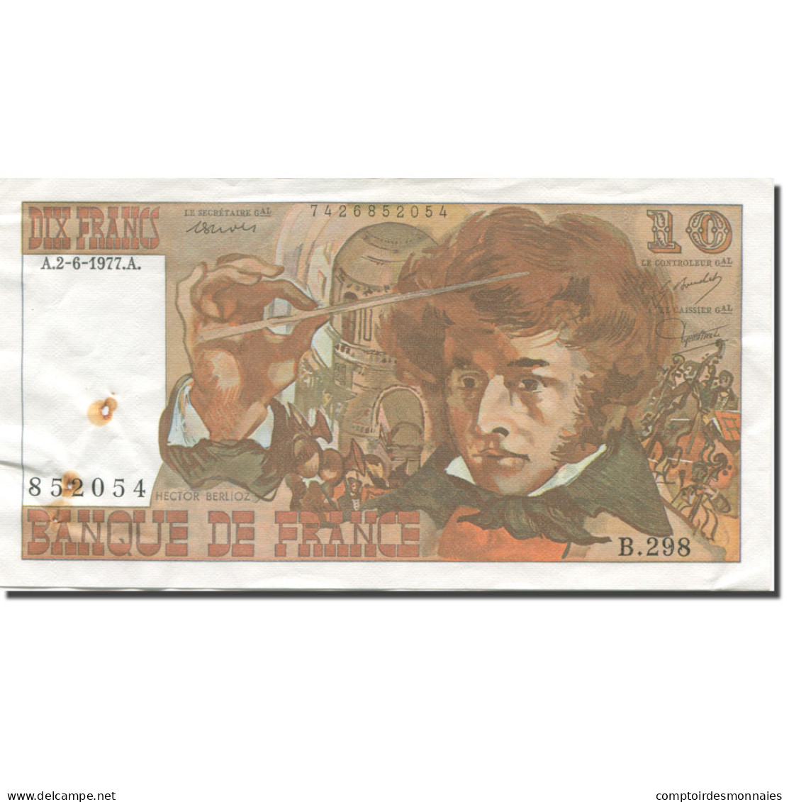 France, 10 Francs, Berlioz, 1977, 1977-06-02, SUP+, Fayette:63.22, KM:150c - 10 F 1972-1978 ''Berlioz''