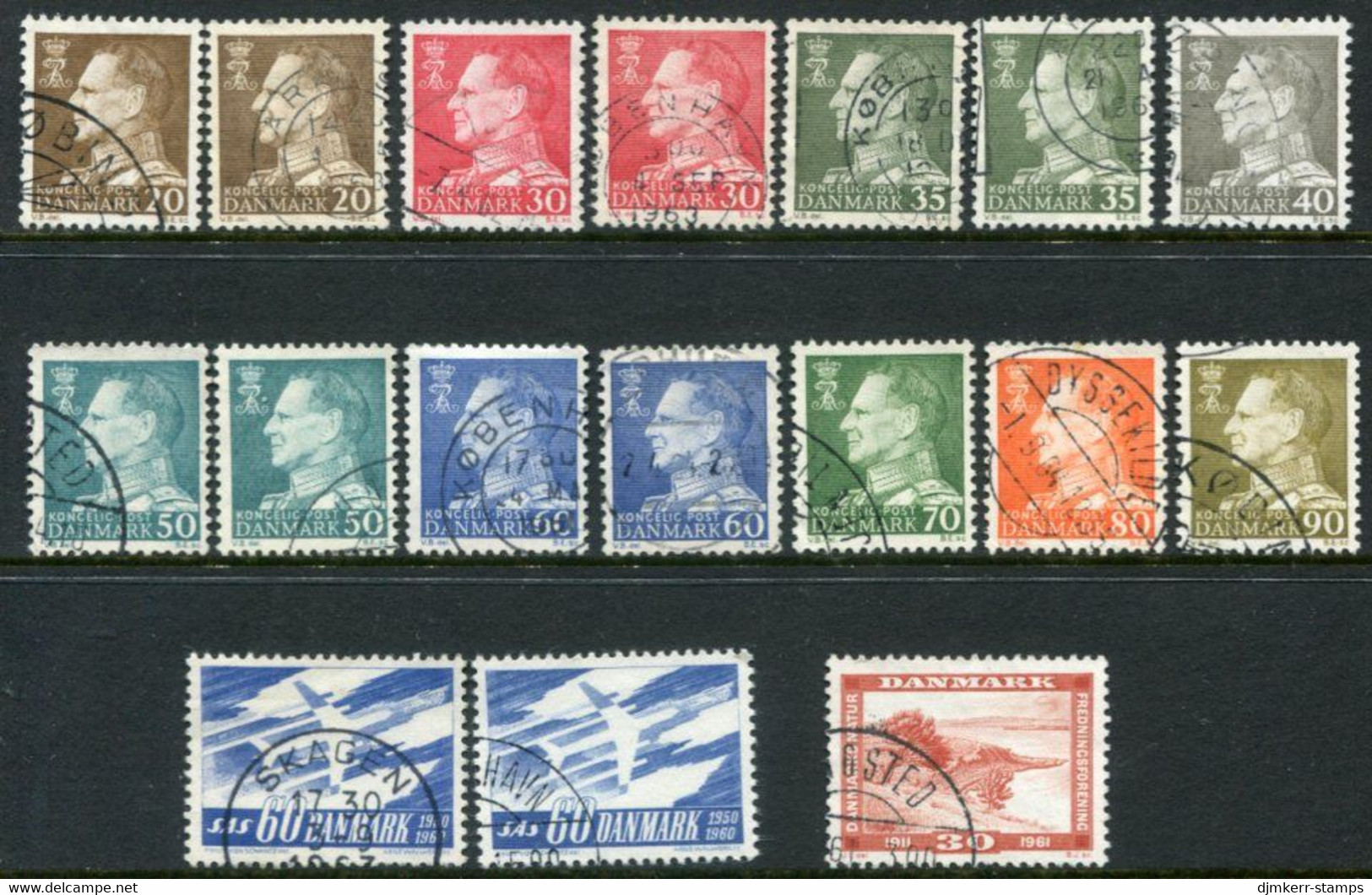 DENMARK 1961 Complete Issues With Ordinary And Fluorescent Papers, Used Michel 388-98 - Gebruikt