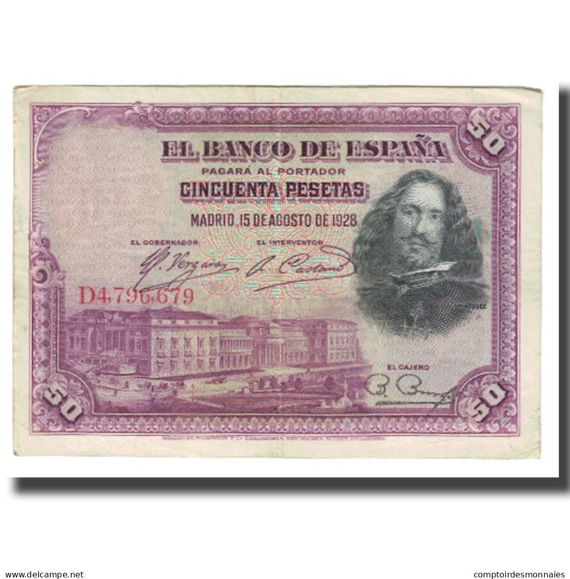 Billet, Espagne, 50 Pesetas, 1928, 1928-08-15, KM:75a, TTB - 50 Peseten