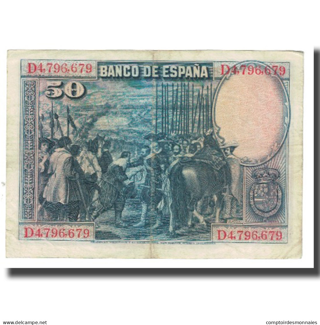 Billet, Espagne, 50 Pesetas, 1928, 1928-08-15, KM:75a, TTB - 50 Pesetas