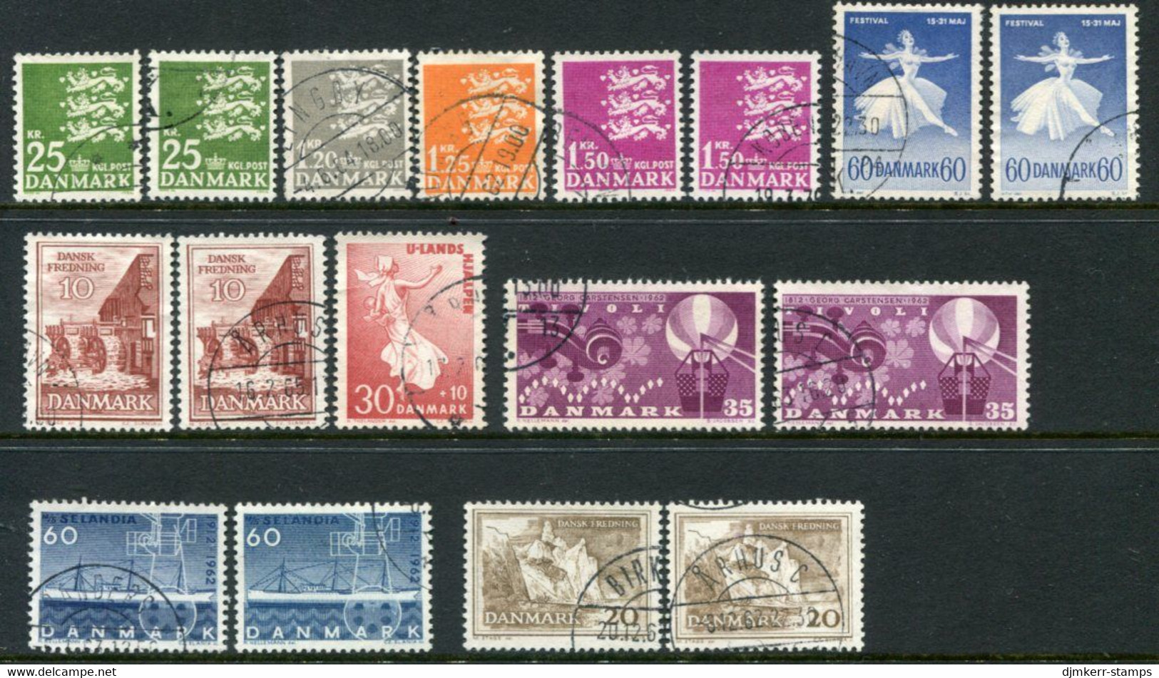 DENMARK 1962 Complete Issues With Ordinary And Fluorescent Papers, Used Michel 399x-408y - Used Stamps