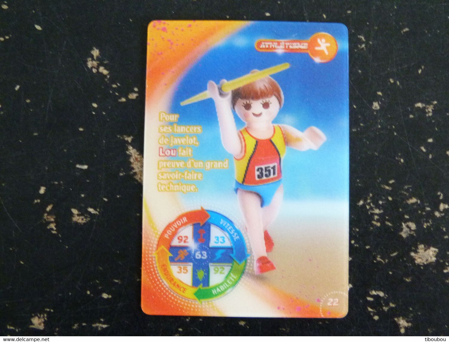 CARTE CARREFOUR PLAYMOBIL N° 22 - ATHLETISME JAVELOT - Autres & Non Classés