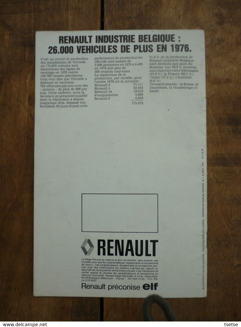 Revue ( Prospectus ) Renault R 4 ... Année 1977 - Auto