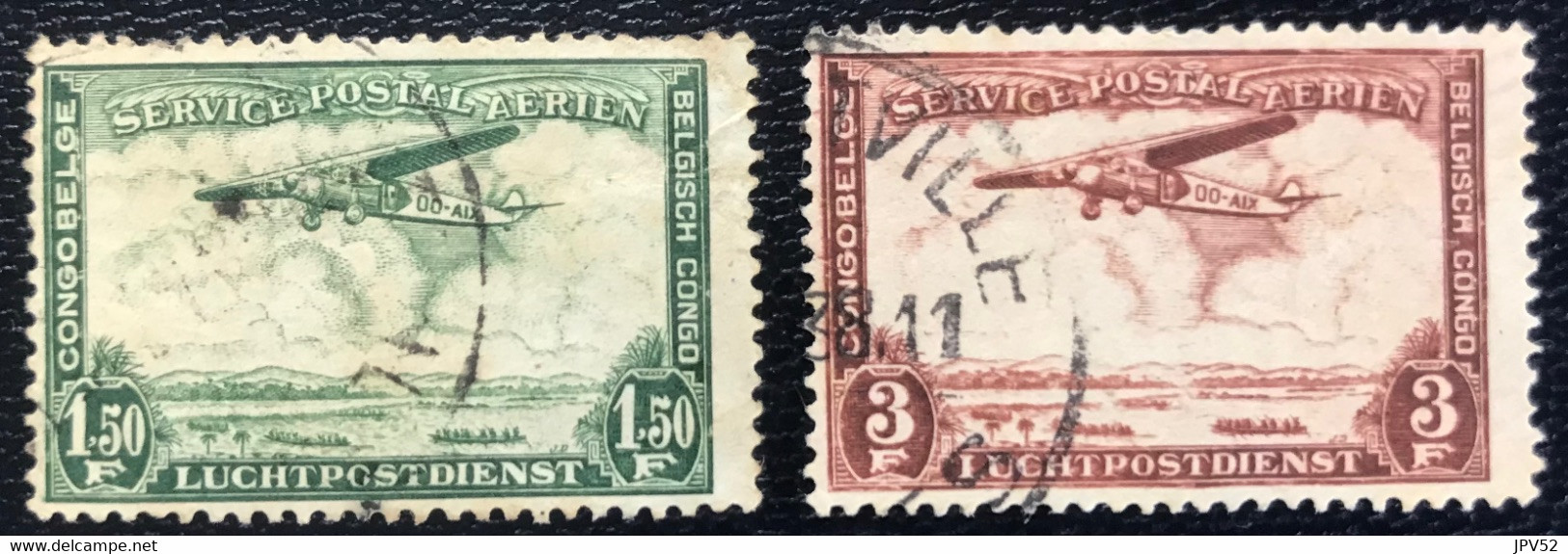 Congo Belge - Belgisch Congo - D2/10 - (°)used - 1934 - Michel 149 -150 - Landschap Met Vliegtuig - Gebraucht