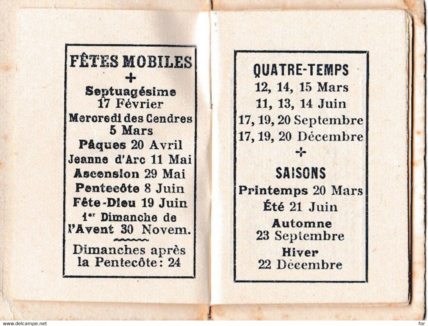 Calendrier : Petit Format ( 6cm X 4cm ) : Religion - Christianisme : La Librairie Religieuse - Lyon : 1924 - Petit Format : 1921-40