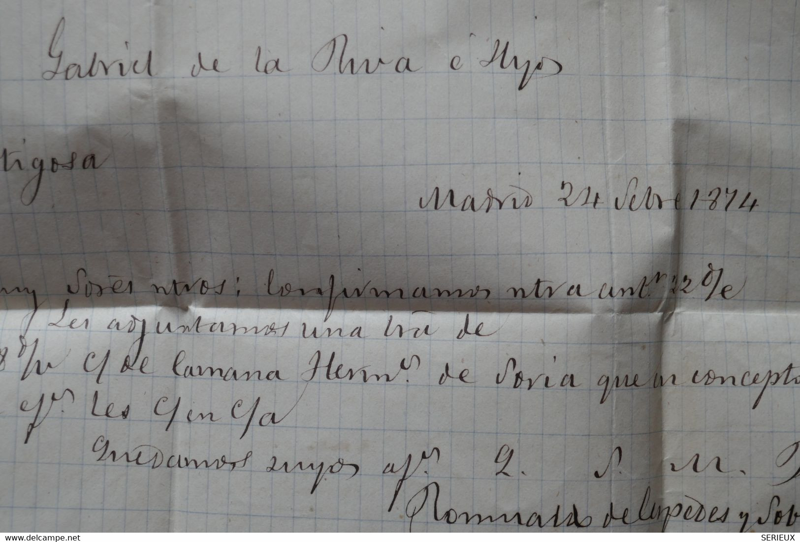 Z3 ESPANA BELLE LETTRE RARE  1874  CASTILLA NUEVA MADRID POUR ORTIGOSA  +AFFR.  INTERESSANT - Storia Postale