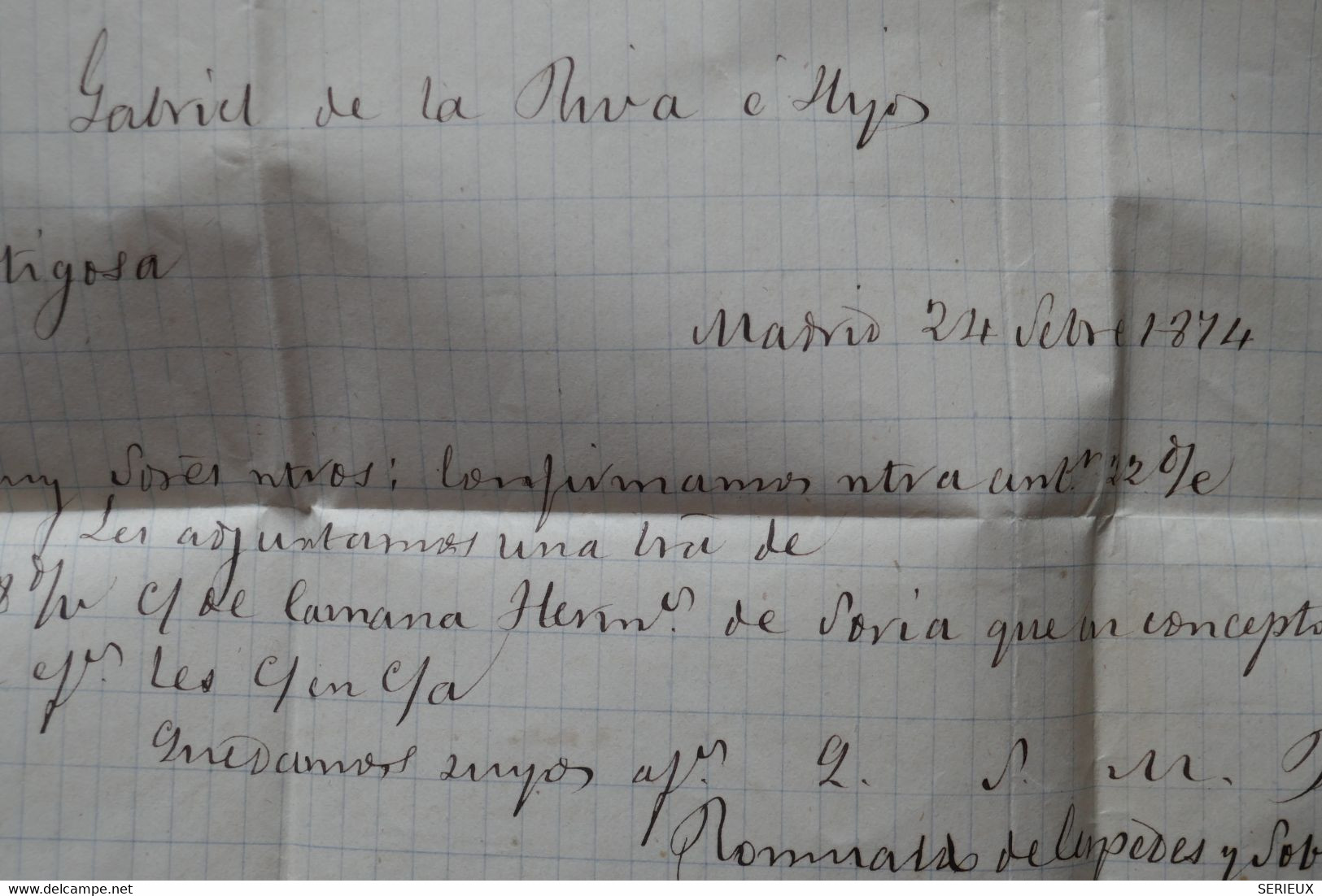 Z3 ESPANA BELLE LETTRE RARE  1874  CASTILLA NUEVA MADRID POUR ORTIGOSA  +AFFR.  INTERESSANT - Lettres & Documents