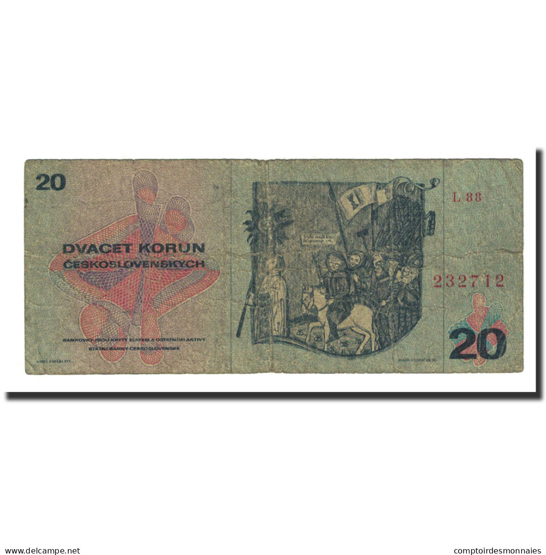 Billet, Tchécoslovaquie, 20 Korun, 1970, KM:92, B+ - Checoslovaquia