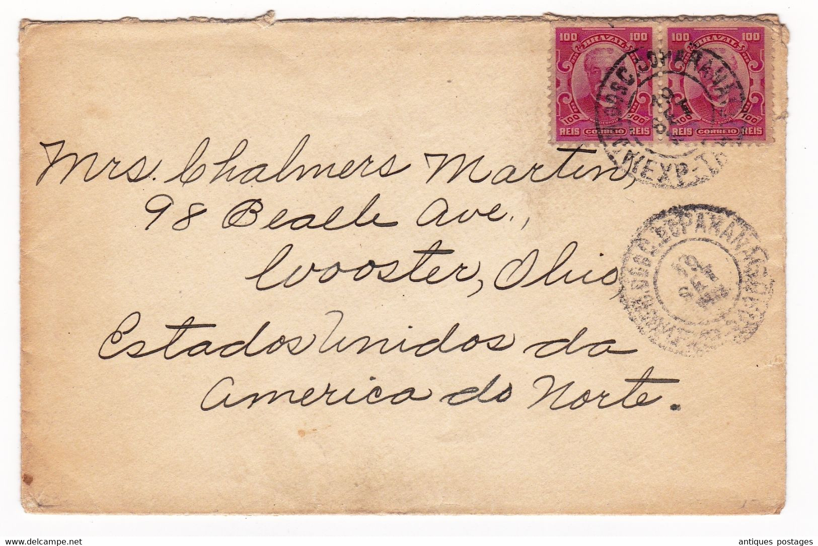 Lettre Curitiba Paraná Brasil Brésil Brazil Escola Americana Wooster Ohio USA - Lettres & Documents