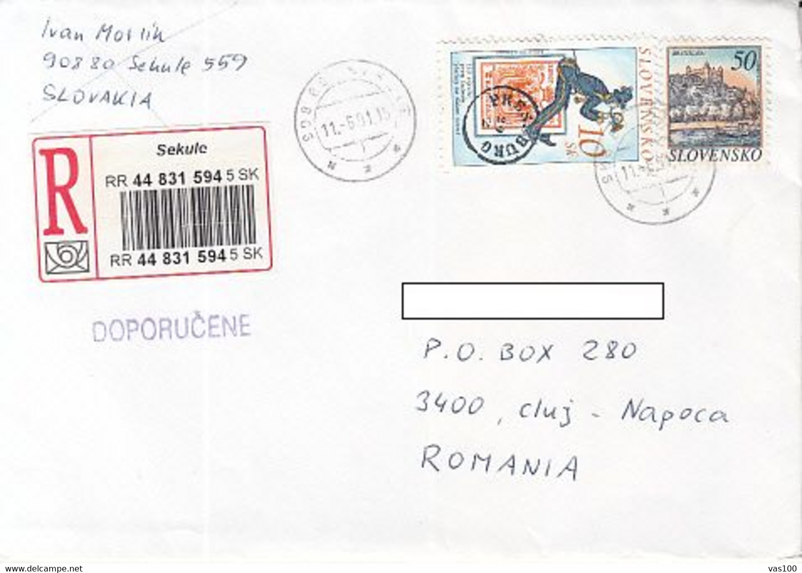 STAMP'S DAY, BRATISLAVA CASTLE, STAMPS ON REGISTERED COVER, 2001, SLOVAKIA - Lettres & Documents