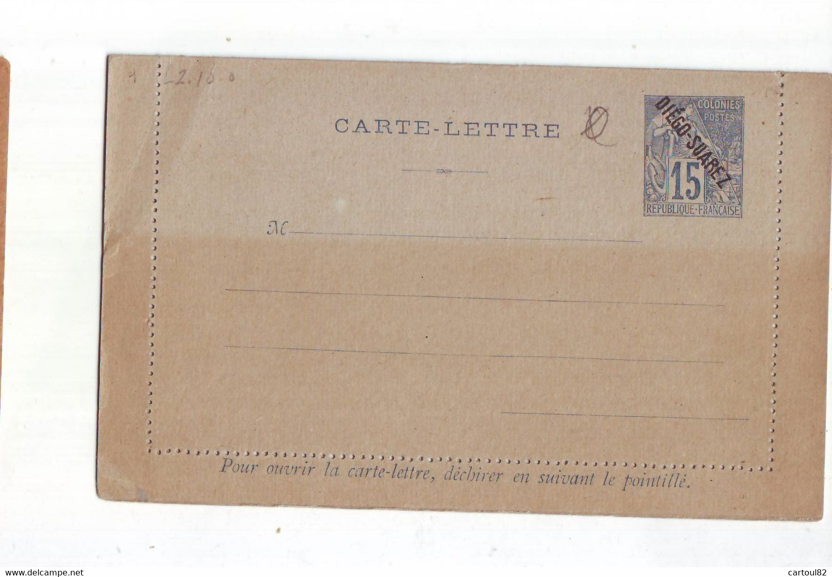 252  ENT Entier Postal  Diégo Suarez CL - Lettres & Documents