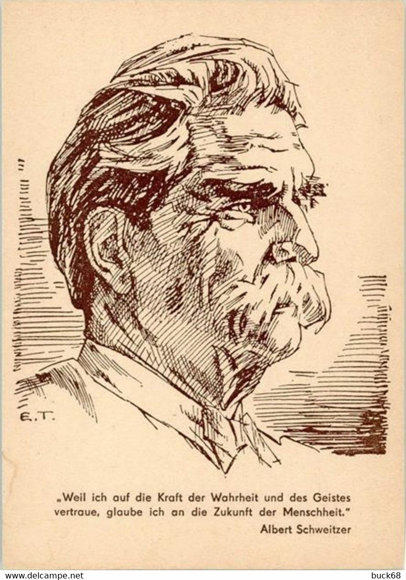 Carte Postale Docteur Albert SCHWEITZER Prix Nobel De La Paix Dessin à La Plume Eberhard TACKE - Nobel Prize Laureates