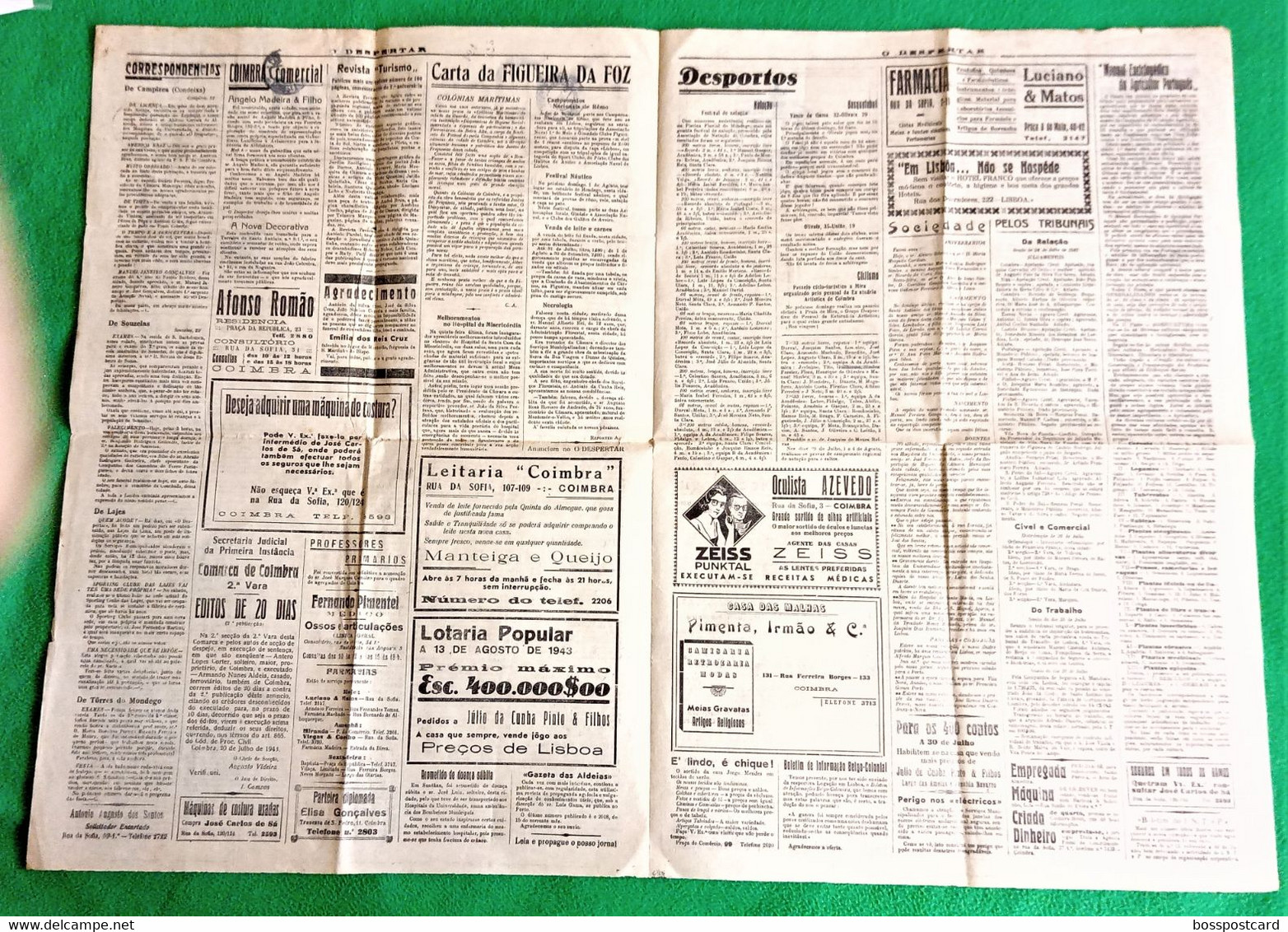 Coimbra - Jornal O Despertar Nº 2676, 28 De Julho De 1943 - Imprensa - Portugal. - Allgemeine Literatur