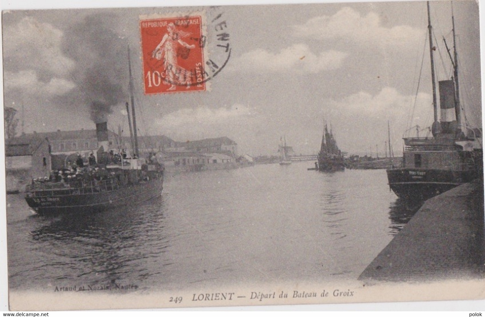 Bv - Rare Cpa LORIENT - Départ Du Bateau De Groix (bateaux "Ile De Groix" Et "Port Tudy") - Lorient