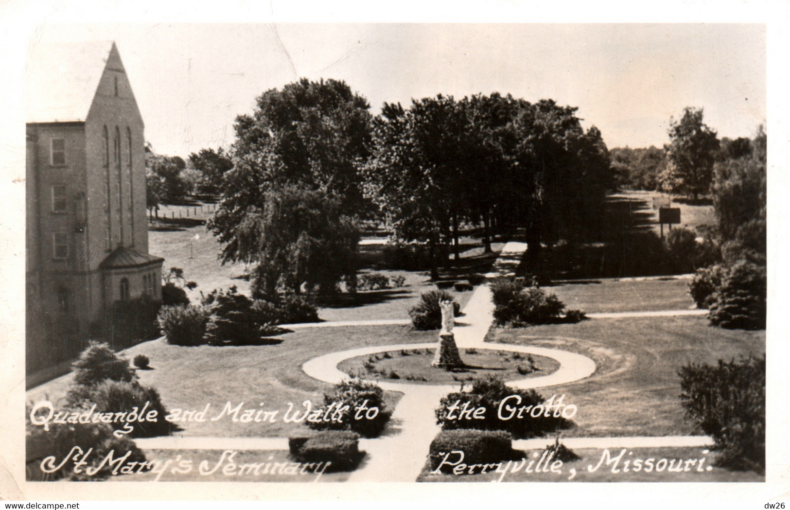 Perryville Missouri MO - Quadrangle And Main Walk To The Grotto St Mary's Seminary 1952 - Photo Post Card - Andere & Zonder Classificatie