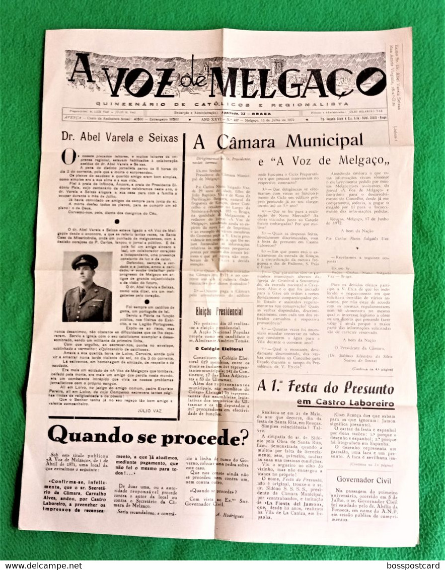 Melgaço - Jornal A Voz De Melgaço Nº 497, 15 De Julho De 1972 - Imprensa. Viana Do Castelo. Portugal. - General Issues