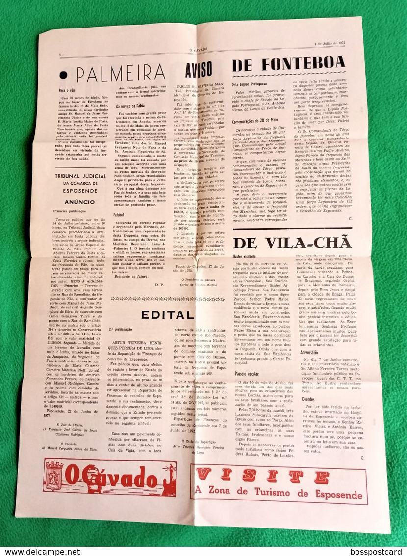 Esposende - Jornal O Cávado Nº 2518, 1 De Julho De 1972 - Imprensa. Braga. Portugal. - Allgemeine Literatur