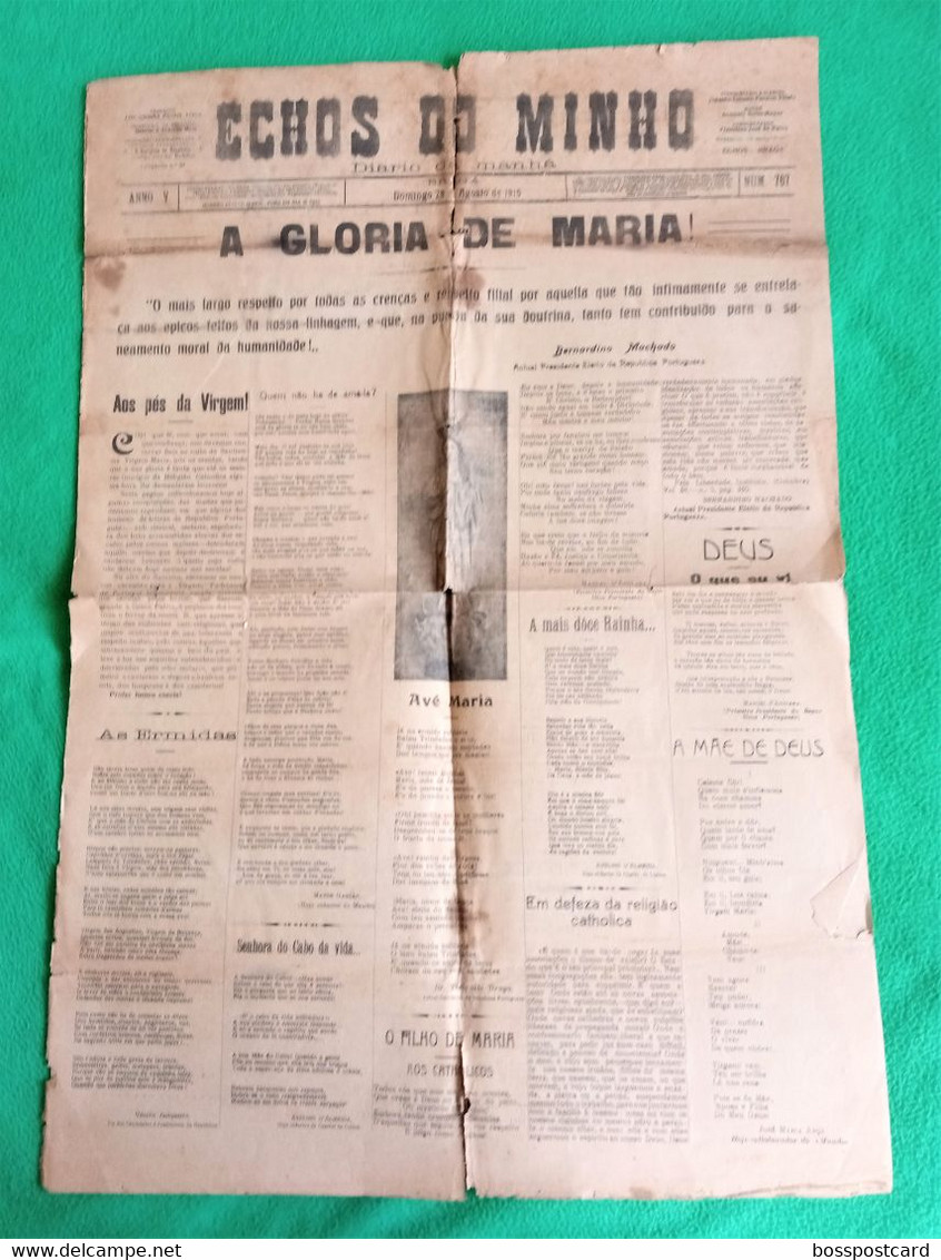 Braga - 4 Jornais Echos Do Minho Dos Anos 1915 E 1918 - Imprensa - Portugal (jornais Em Mau Estado) - Allgemeine Literatur