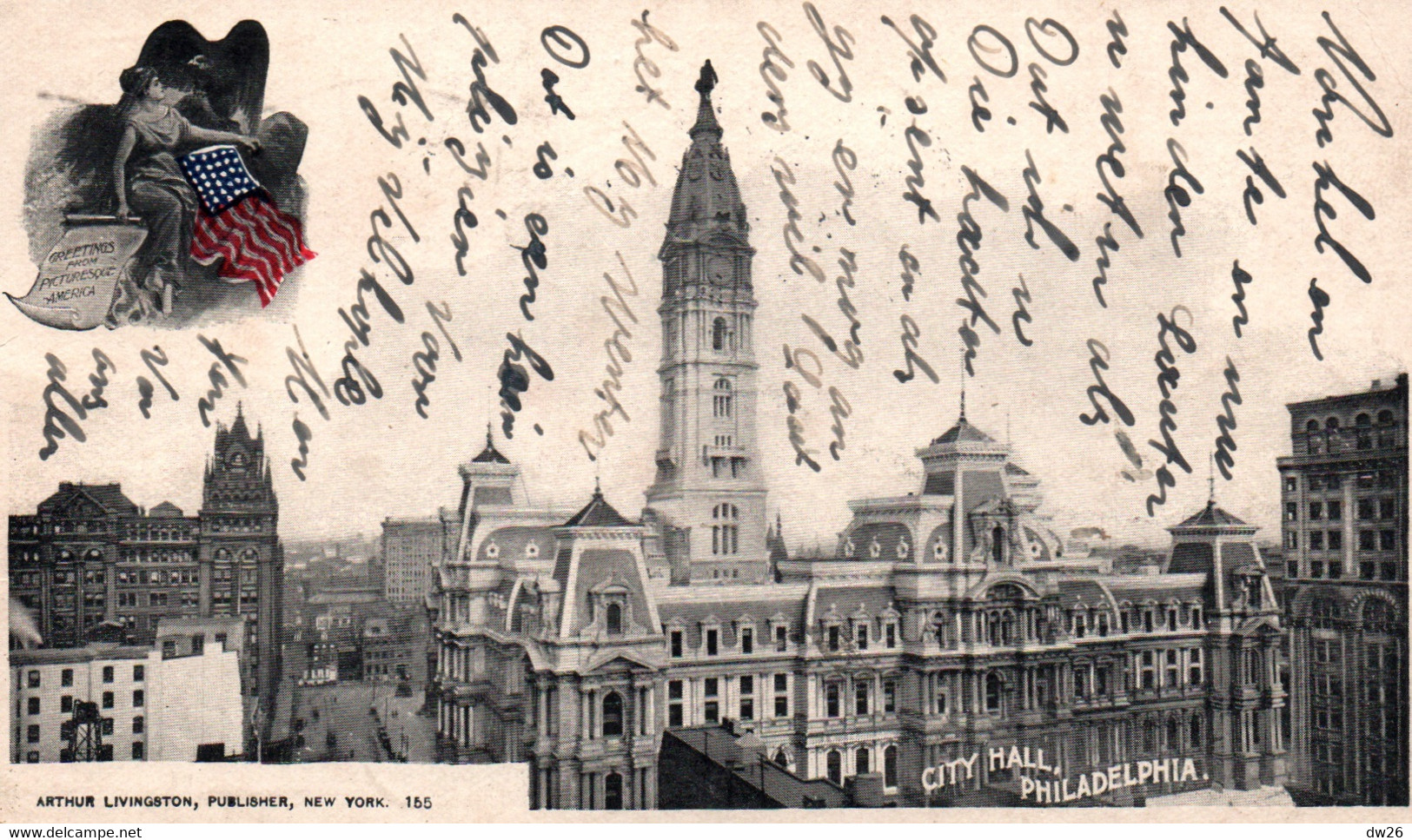 Greetings From Picturesque America) City Hall Philadelphia (Pennsylvania PA) Arthur Livingston Publisher 1900 - Philadelphia