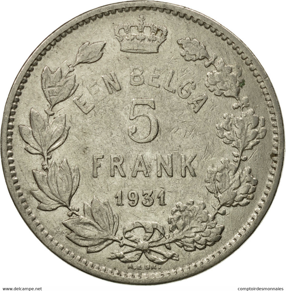 Monnaie, Belgique, 5 Francs, 5 Frank, 1931, TTB, Nickel, KM:98 - 5 Francs & 1 Belga