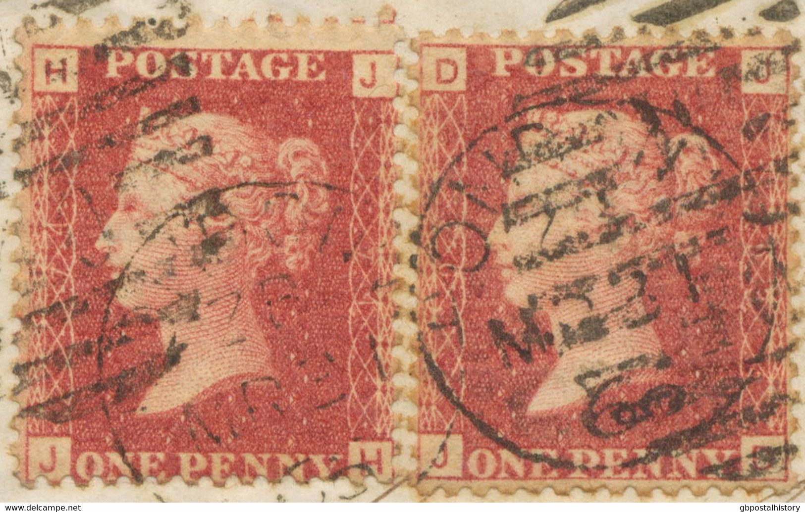 GB 1865 QV 4d Dull Vermilion Pl.7 (JA) + 2x 1d Rose-red Pl.74 (JH) And Pl.93 (JD) To BORDEAUX - Storia Postale