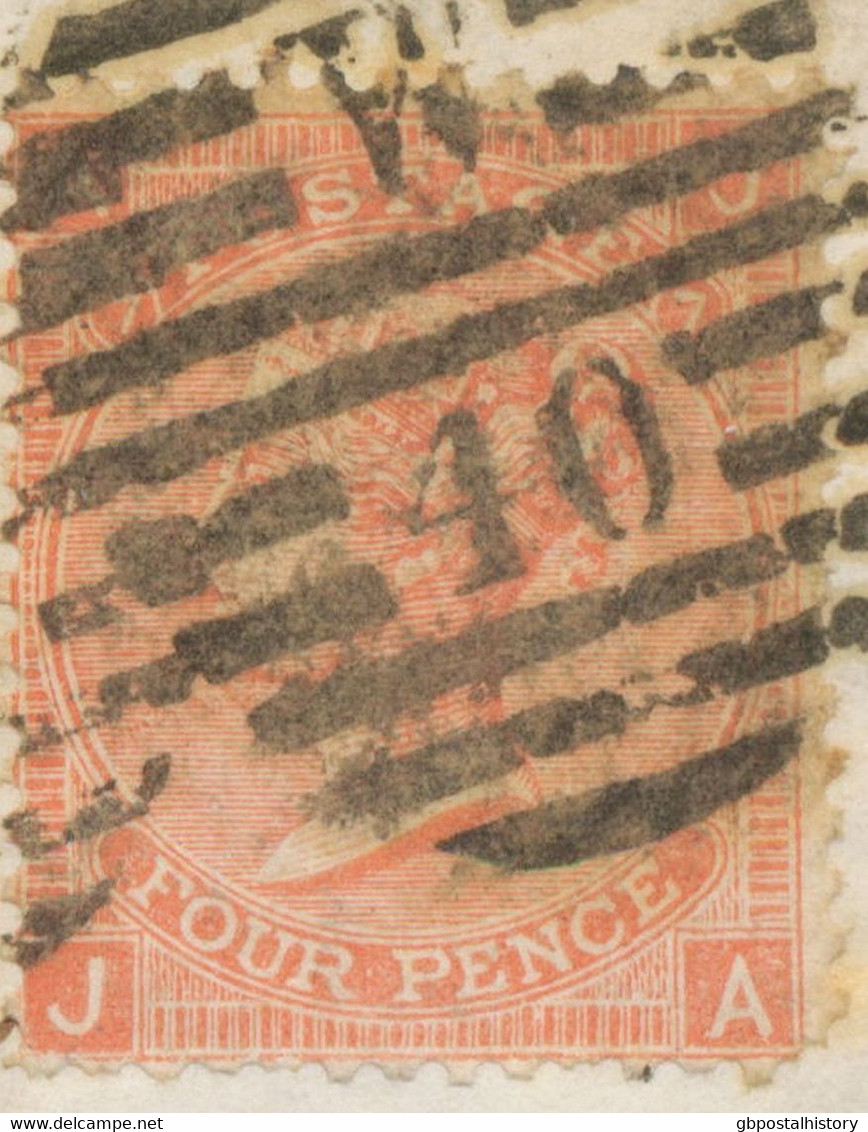 GB 1865 QV 4d Dull Vermilion Pl.7 (JA) + 2x 1d Rose-red Pl.74 (JH) And Pl.93 (JD) To BORDEAUX - Covers & Documents