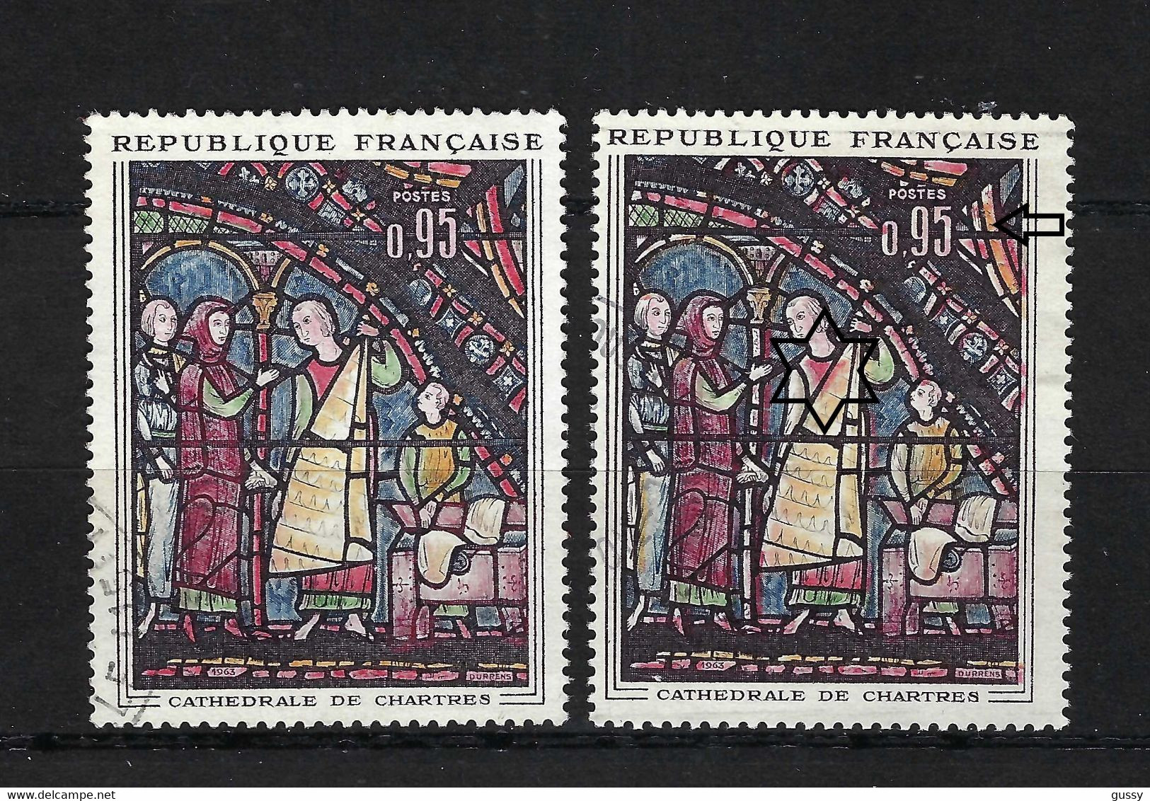 FRANCE 1963: Les Y&T 1399 Variété "rouge Décalé" Pour Le TP De Droite - Lettres & Documents