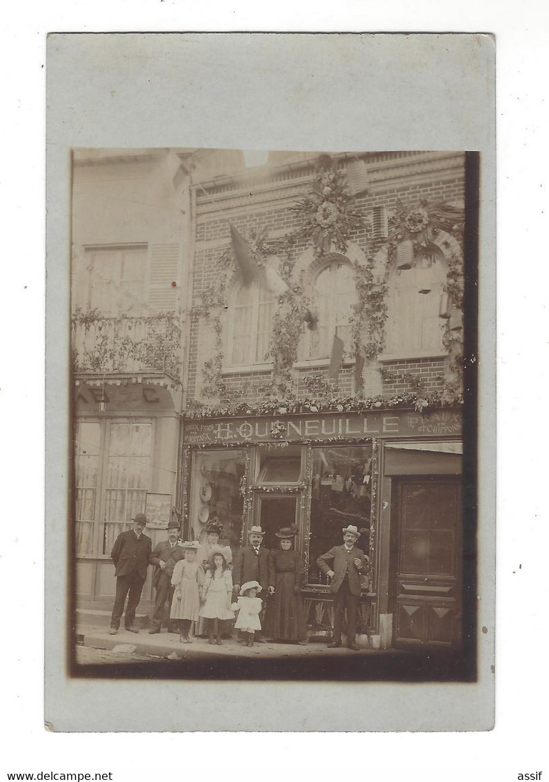 VERNON  Carte - Photo Rue D'Albuféra  N° 64  H. QUENEUILLE  Peaux Et Chiffons - Vernon