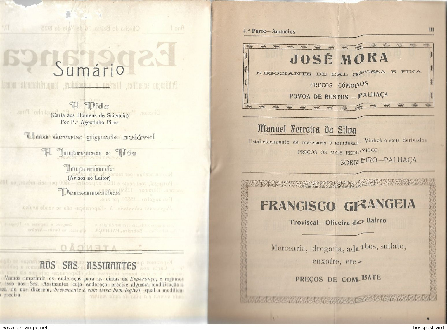 Oliveira Do Bairro - Esperança Nº 2, 26 De Maio De 1925 - Sobreira - Palhaça - Jornal - Imprensa. Aveiro. Portugal. - Informations Générales