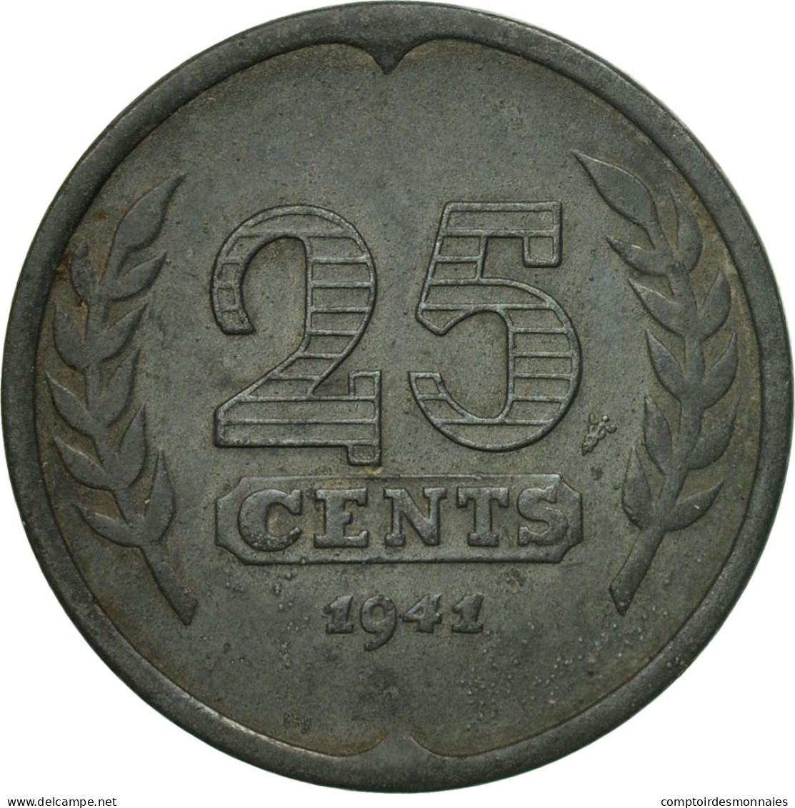 Monnaie, Pays-Bas, Wilhelmina I, 25 Cents, 1941, TTB, Zinc, KM:174 - 25 Cent