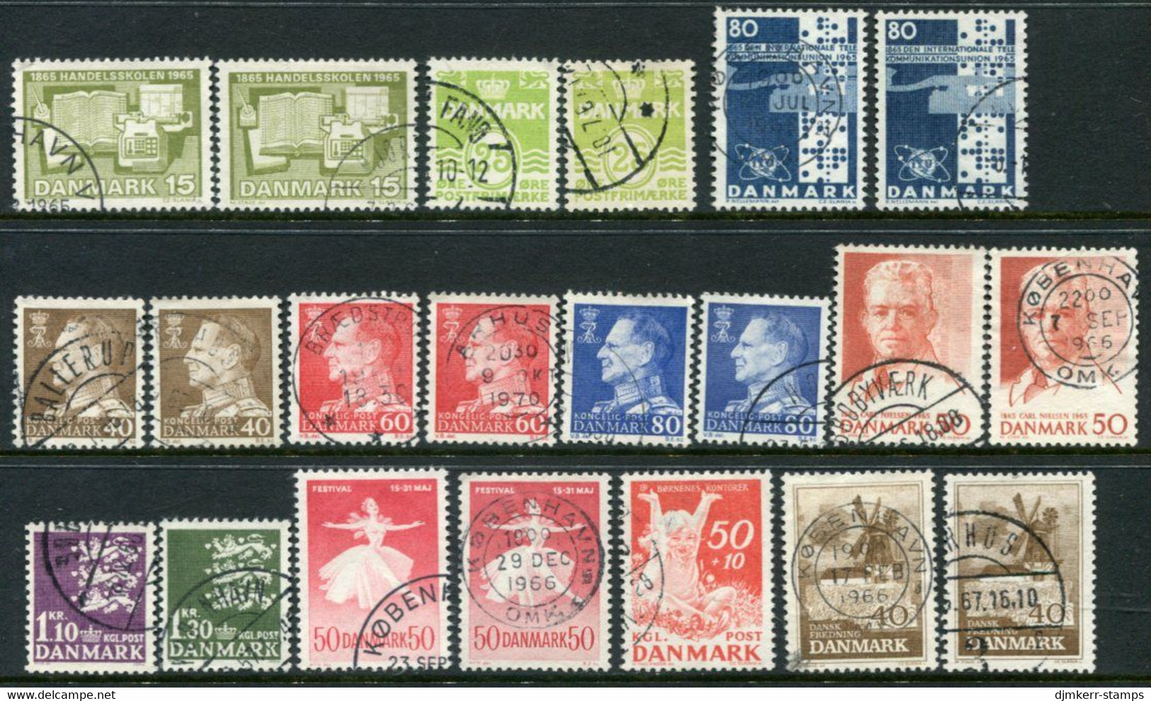 DENMARK 1965 Complete Issues With Ordinary And Fluorescent Papers, Used Michel 426x-437y - Gebruikt