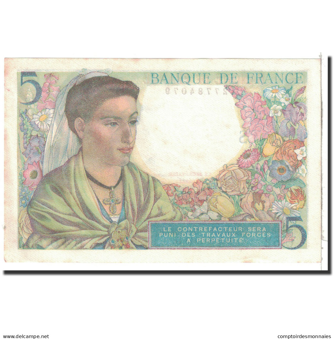 Billet, France, 5 Francs, 1943, 1943-08-05, SPL, Fayette:5.3, KM:98a - 5 F 1943-1947 ''Berger''